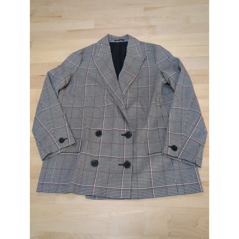 Reiss Helei Check Blazer Oversized Sz 6 Fits 10/12 Multicolor Career Business